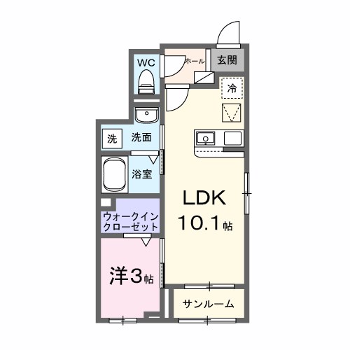カフーエス 101号室 間取り