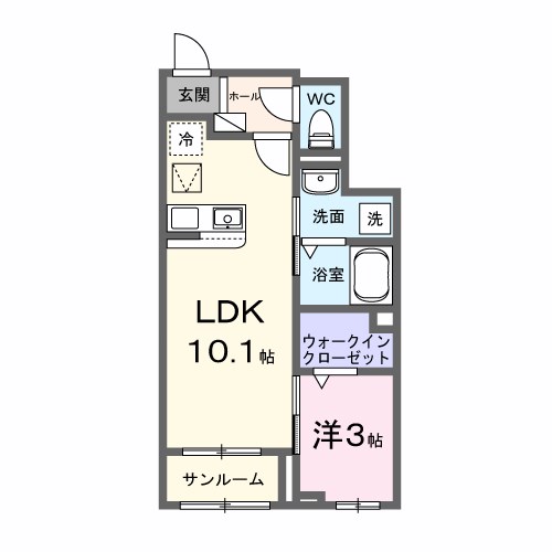 カフーエス 102号室 間取り