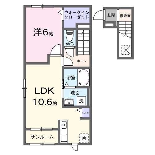 カフーエス 204号室 間取り