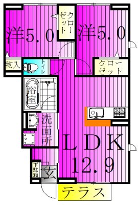 La Maison Masha 102号室 間取り