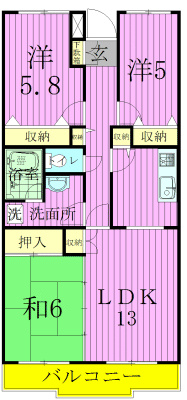 イーストパーク胡録台 307号室 間取り