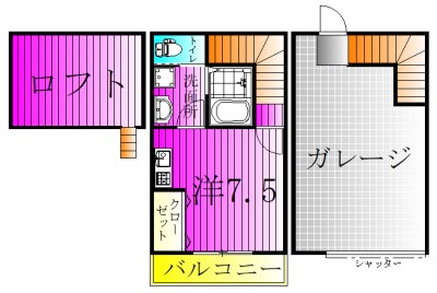 SKガレジオ右京塚Ⅱ D号室 間取り