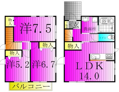 柏市十余二戸建Ａ棟  間取り