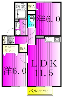 クレセントⅢ 201号室 間取り