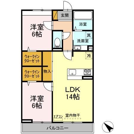 ＷＥＳＴ　ＣＯＵＲＴ結 303号室 間取り