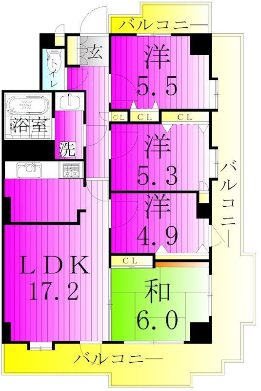 コスモ南柏 603号室 間取り