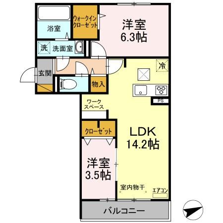 プランドール　Ａ 201号室 間取り