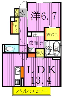 VILLETTA(明原) 103号室 間取り