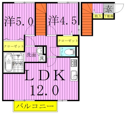 プラシデス　B棟 105号室 間取り