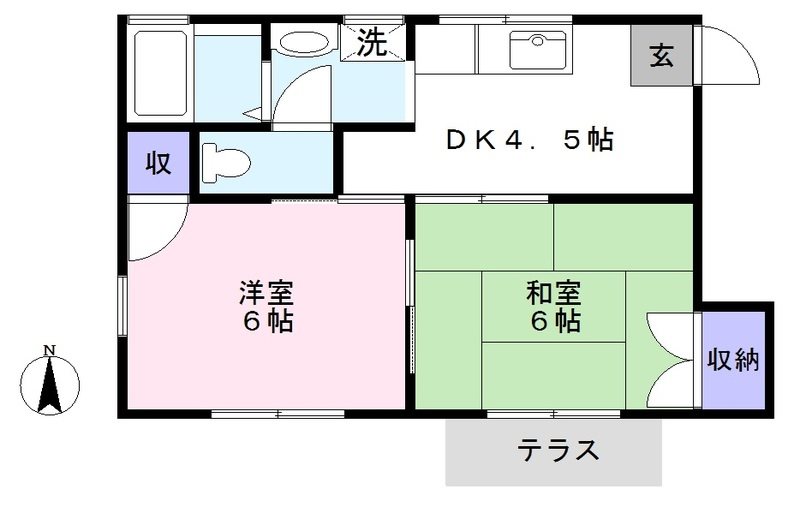 サニーハイツB棟 101号室 間取り