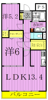 サンシャインV 106号室 間取り