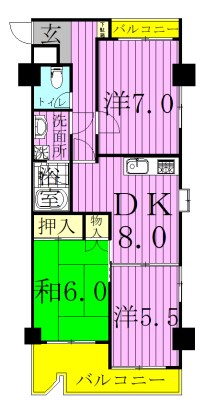 スカイハイツＹＯＳＨＩＭＩ 間取り図