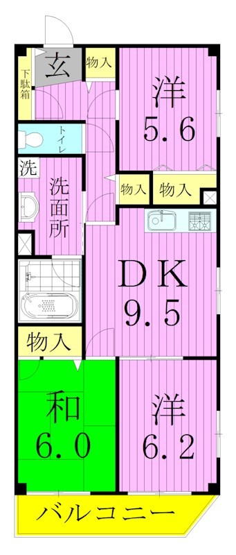 パイシーズ　Ｂ棟 間取り