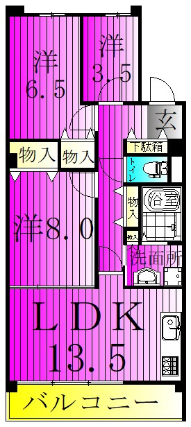リアライズ柏Ⅱ 605号室 間取り