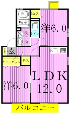 ロイヤルスクエアＥ 102号室 間取り