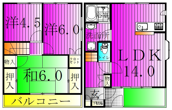 ロイヤルガーデンＢ 103号室 間取り