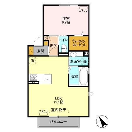 クレストフォーチュンＡ 201号室 間取り