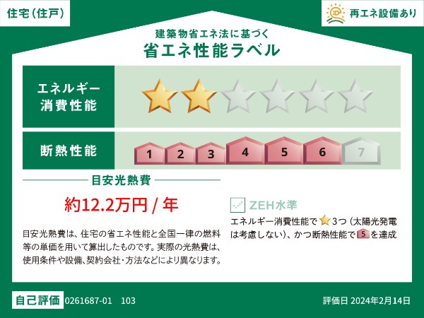 コーポレイト　フォルトゥナ 省エネ性能ラベル