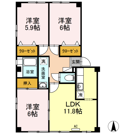 サンブルック佐古Ⅱ 間取り