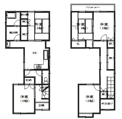 長法寺南野4-1　貸家 間取り