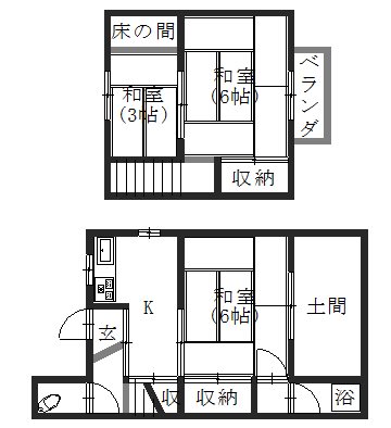 中久世町2丁目貸家  間取り
