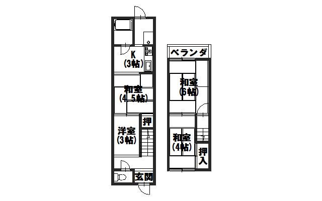 鶏冠井町貸家  間取り