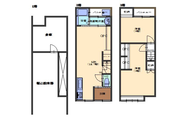 鶏冠井町上古5-89貸家 間取り