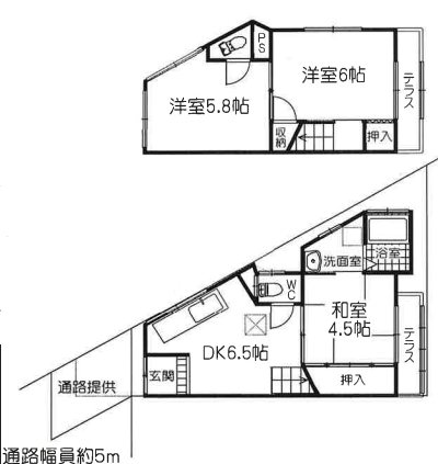 上植野町後藤15-6貸家 間取り