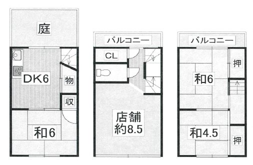 鳴滝安井殿町10ｰ4店舗付き住宅 間取り