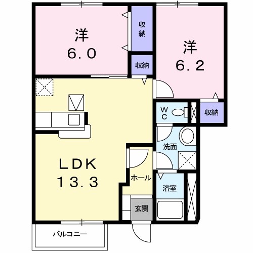 ハッピースクエアー　Ⅰ 間取り