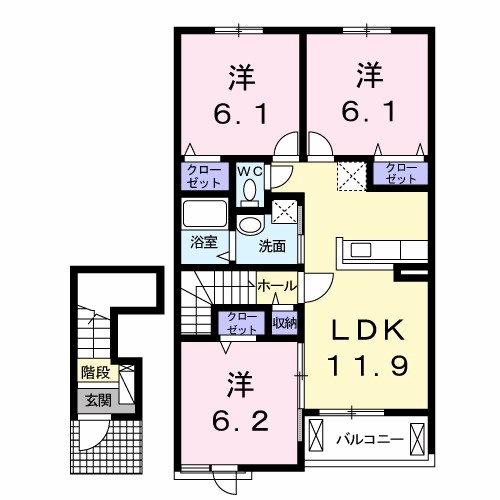 クラール　安宅Ｄ 間取り