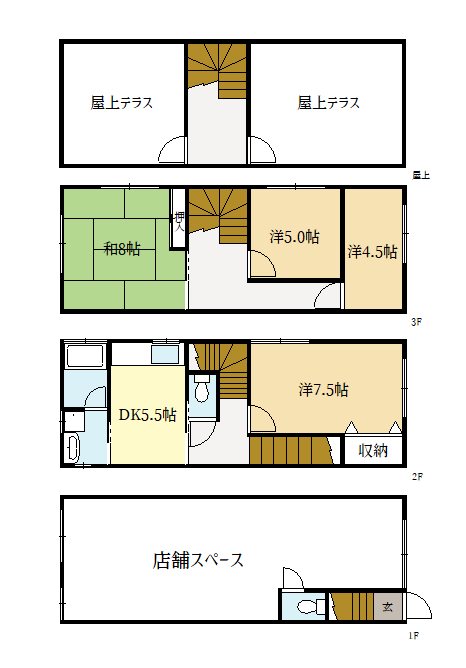 小倉町蓮池1-5　店舗付貸家 間取り