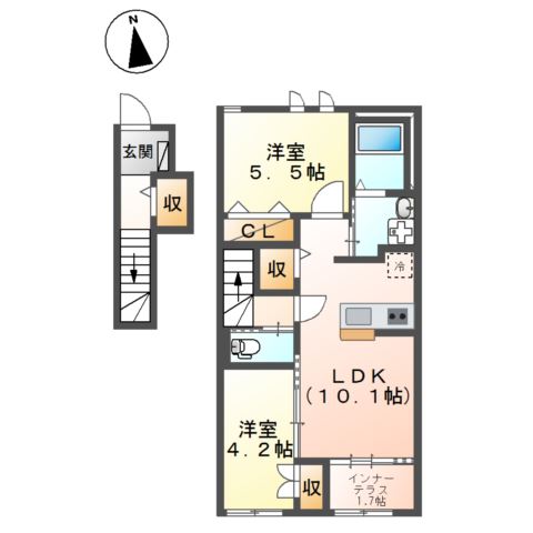ROUTE 4 TERRACE(ルートフォーテラス) 間取り