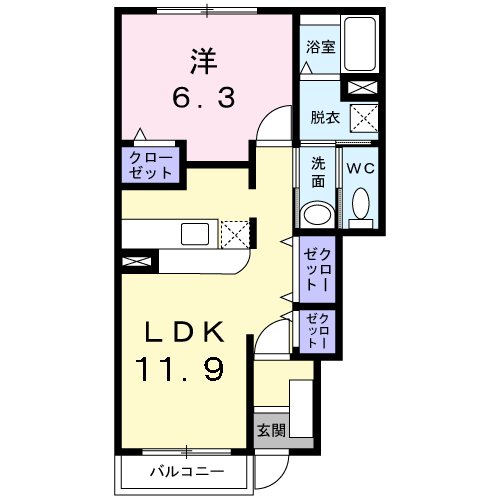 　ウィスタリア　Ａ棟 間取り