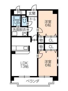 シャモニー横井 502号室 間取り