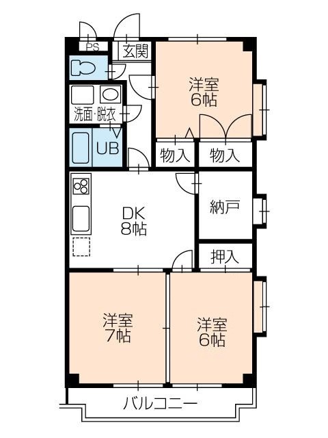 クレアつつじが丘 203号室 間取り