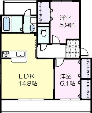 鶴松レジデンス三番館 102号室 間取り