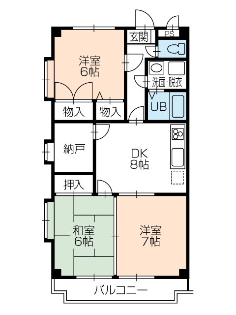 クレアつつじが丘 401号室 間取り