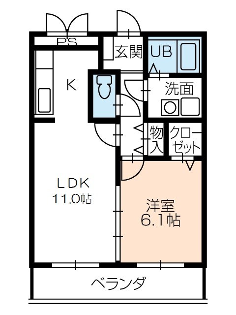 グランジール 406号室 間取り