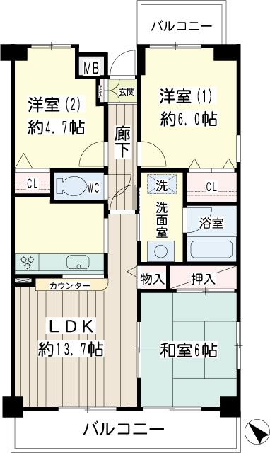 北寺尾大滝マンション 間取り