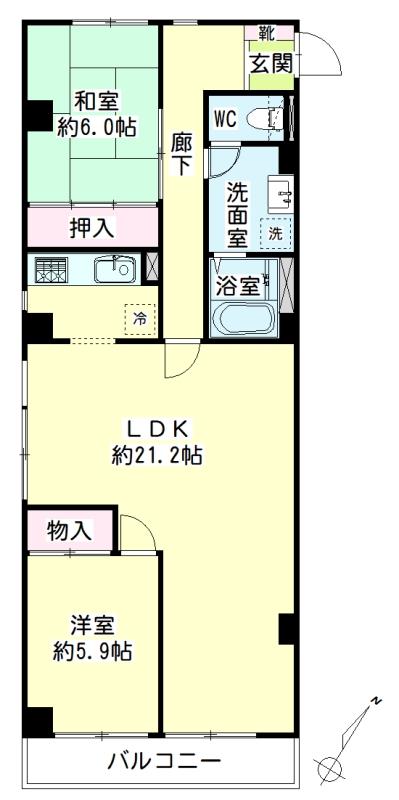 岸谷クリークコーポ 間取り