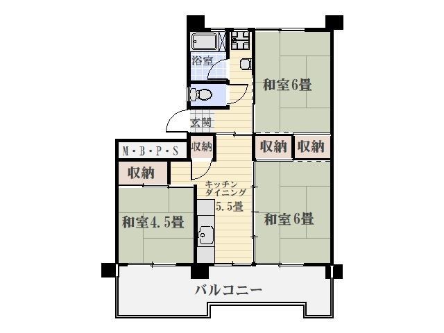 鴨池二丁目団地１号棟 間取り