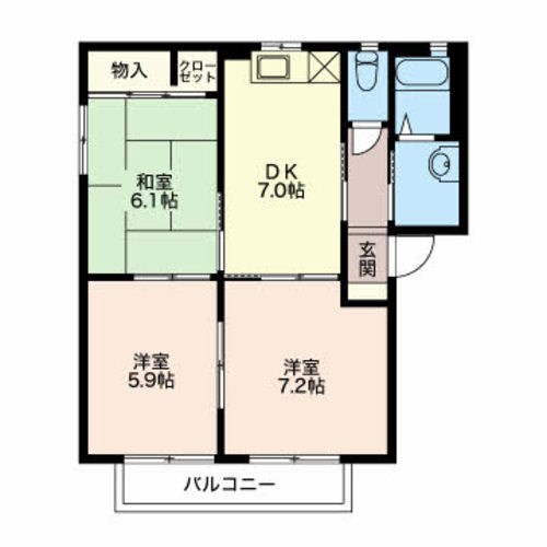 フローラ仲道D 間取り