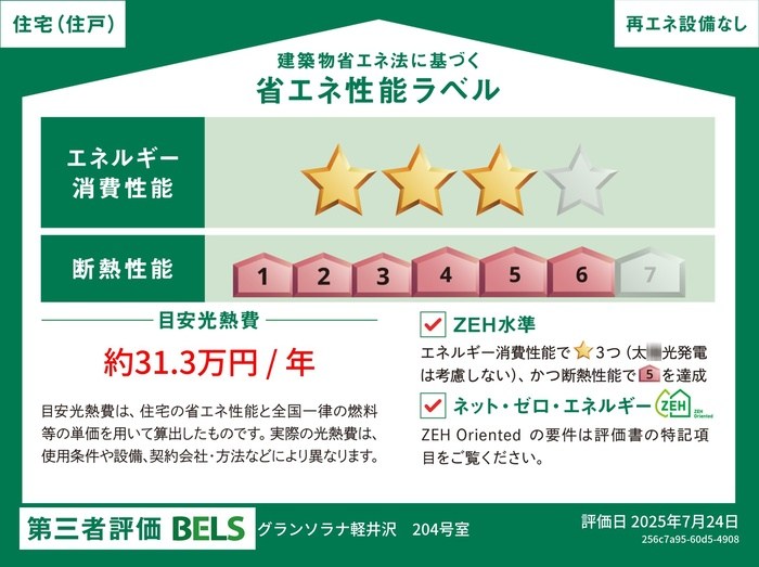 グランソラナ軽井沢 省エネ性能ラベル