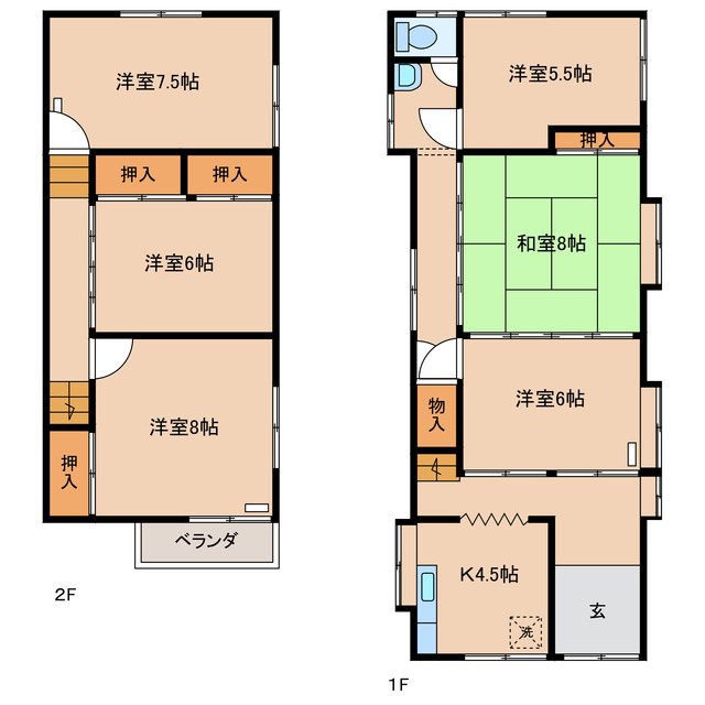 穂波温泉西湯ベランダ付戸建 間取り