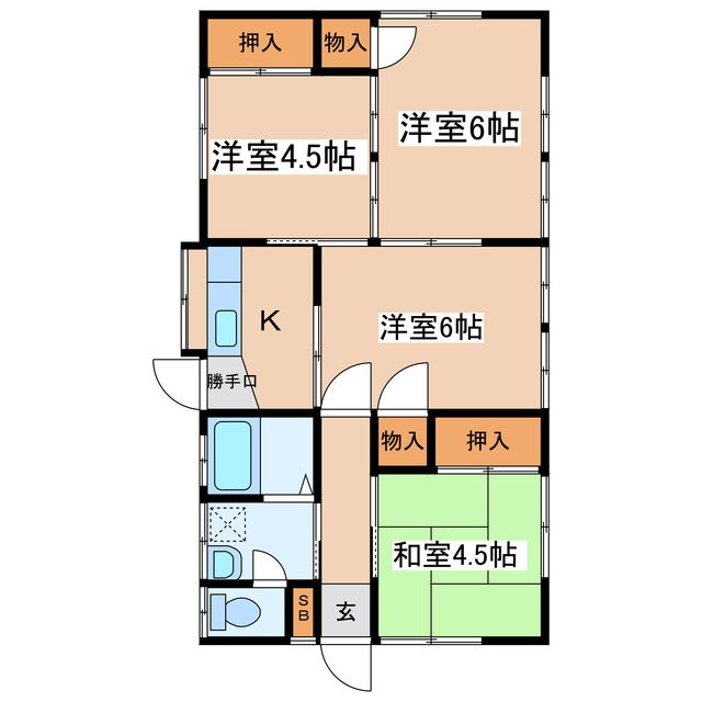 奈良井貸家　南西 間取り