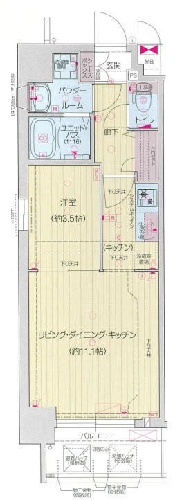 プレサンス堺筋本町エグゼブラン 間取り