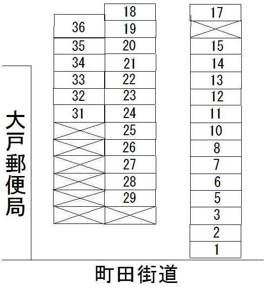 山口大戸郵便局前駐車場 間取り