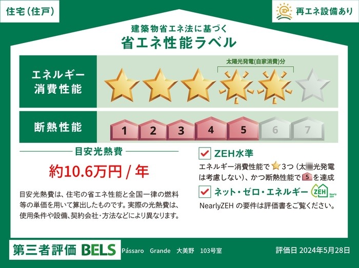 パサログランデ大美野 省エネ性能ラベル