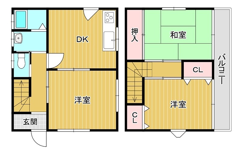 貸家 堺市東区日置荘北町１丁 間取り